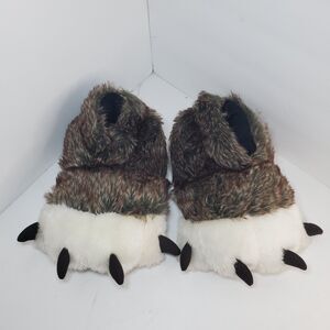 Great Wolf Lodge Slippaws Fuzzy Paws Adults One Size Fits Most Slippers W 6-9
